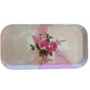 Vintage Melamine Ware Vanity Tray Pink Rose 11"x6" Rectangle Mothers Day Gift EC